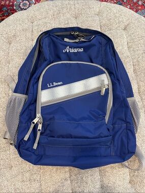 LL Bean backpack monogrammed with “Ariana”
